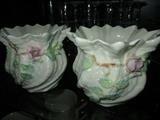 VINTAGE BELLEEK RUFFLED ROSE VASE (pair)
