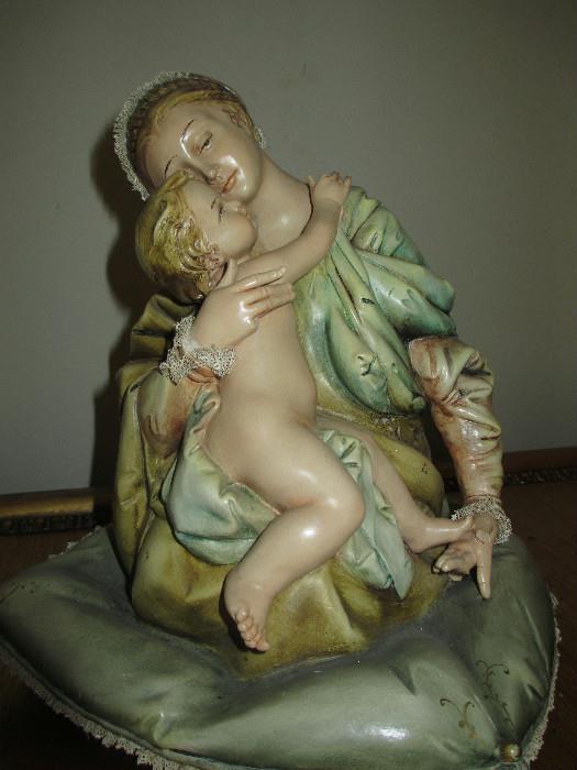BORSATO MOTHER AND CHILD GRES FIGURINE MADE IN ITALY
