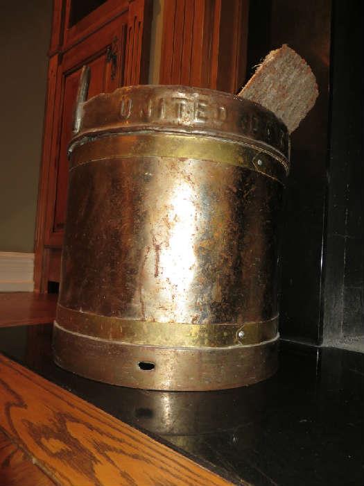 LARGE HAMMERED COPPER AND BRASS DAIRY BUCKET
