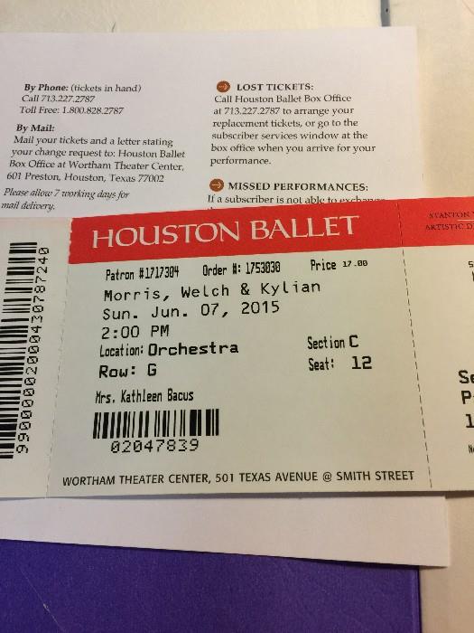Houston Ballet tickets, June 7, 2015