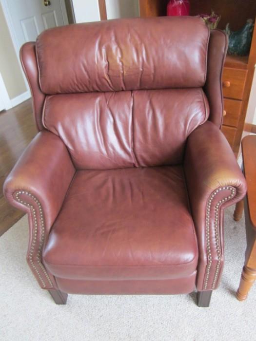 Leather recliner. one of a pair.