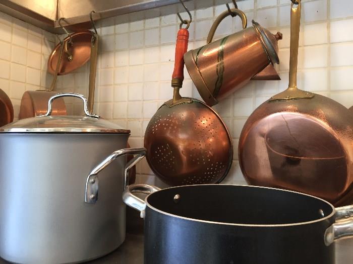 Large collection of copper cookware and other