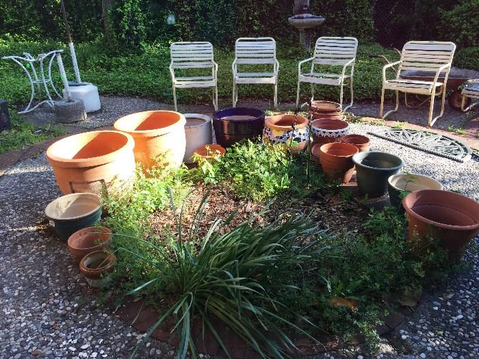 Patio chairs and pots