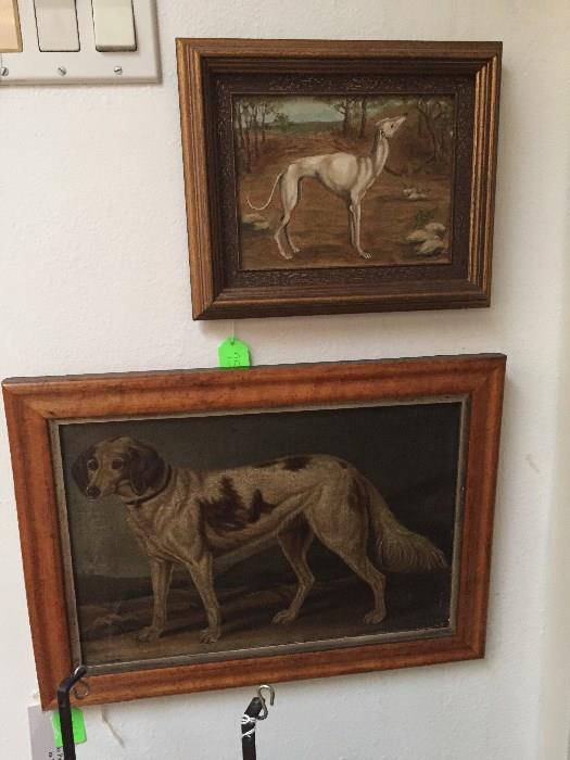 Antique and Primitive Painting of Dogs