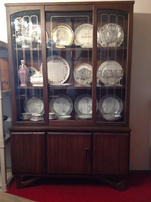 China Cabinet, matches Buffet, Mid-Century base with original sliding glass door top