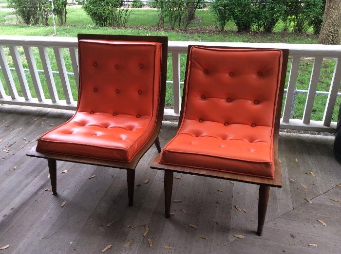 Carter Brothers scoop chairs in orange   Eames era bentwood in Orange - very good condition