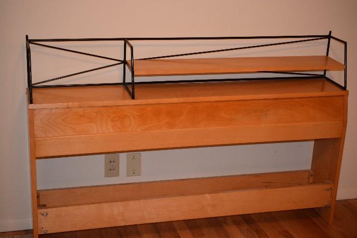 Paul McCobb full size headboard.  Maple frame with wire shelving.  
