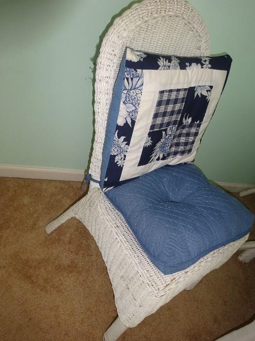Wicker Chair with Pillows
