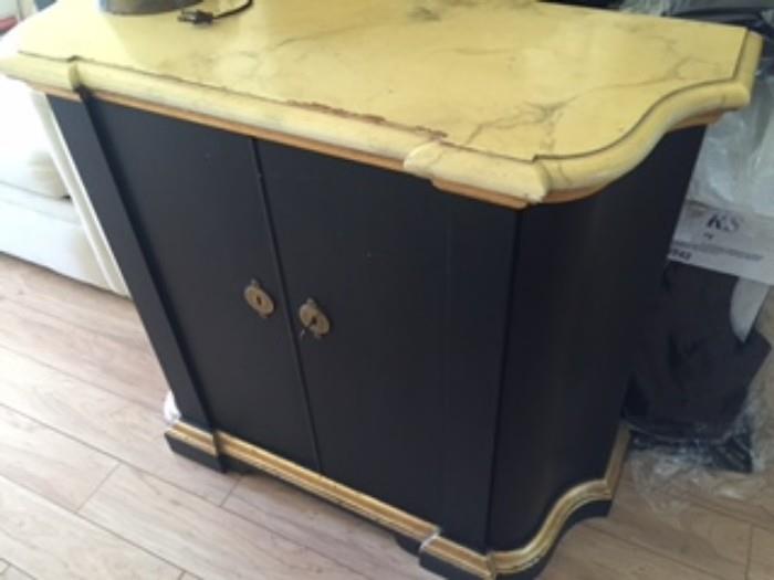 Elegant Black and Marble or faux marble entry way table Baker?