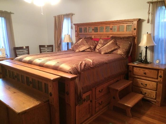  ARTS & CRAFTS STYLE MILE HIGH KING SIZE CAPTAIN'S BED WITH STAIRSTEPS & STORAGE