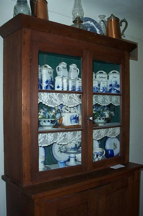 Another stepback--and some of the many blue and white china, and spice sets.