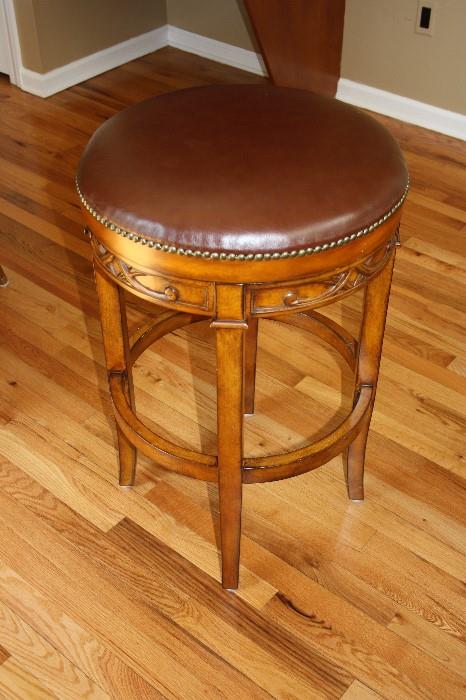 Leather Top Rotating Stool 29" Height X 19" Diameter