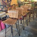 Bar stools -- 4 slatted maple and 3 captain style