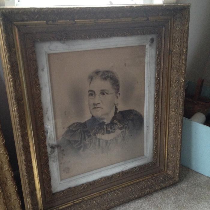 Antique framed Victorian lady