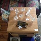 Tripart candle holder & Golden Gem adding machine