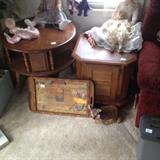 Round table, side table (1 of 2) Wooden tray