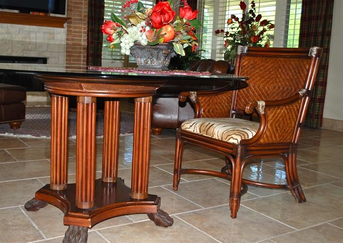 rattan table & 4 chairs $595