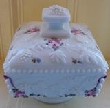 Milk glass lidded bowl.