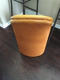 MODERNIST CUSTOM LEATHER DESIGNER CAMEL LEATHER ROUND BACK CHAIR
