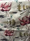 VINTAGE MID-CENTURY DANCING LEAVES BARKCLOTH FABRIC SALVADOR DALI