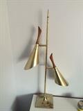 DANISH MID CENTURY LAUREL Tension TULIP LAMP (ALUMINUM POLISHED BRASS AND WALNUT)