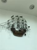 ORIGINAL NAUTICAL ART / METAL / BRASS SHIP WITH CRYSTALS ( SUPER COOL)