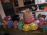 COLORFUL FIESTAWARE DISHES, CUPS, PITCHERS