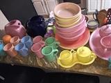 COLORFUL FIESTAWARE DISHES, CUPS, PITCHERS