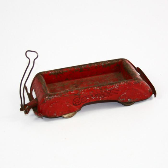 Vintage Mid Century Red COMET Small Scale Wagon.
Condition: Finish Wear and Bent Handle
Shipping: Yes
Size:  11"L x 3"W 