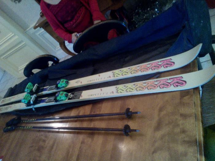 K2 Snow Skis, poles and bag