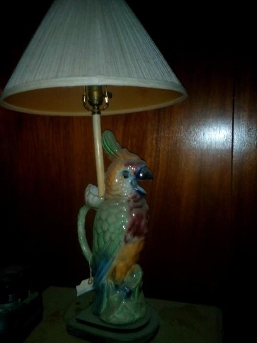 Tall Parrot lamp with shade