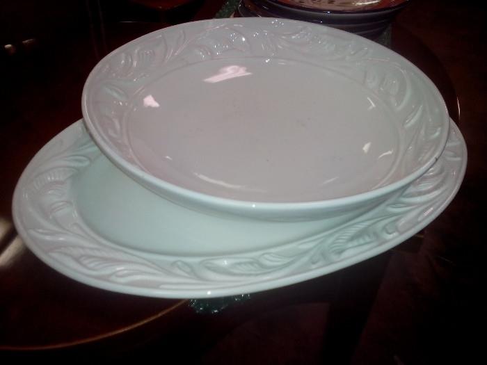 Williams Sanoma large serving bowl and large platter.  