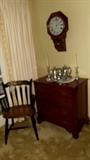 Willet cherry chest, Hitchcock chair, Waterbury clock
