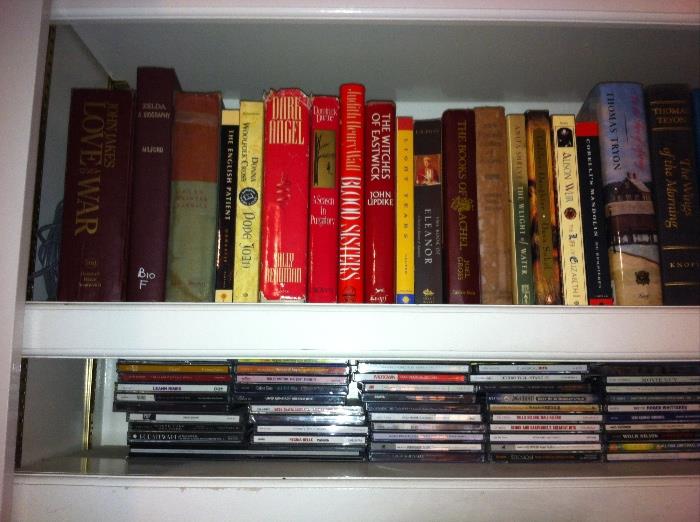 100s of books--cookbooks, novels, history and more. CDs and DVDs also available for sale.