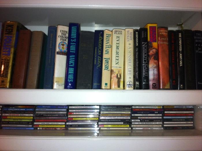 100s of books--cookbooks, novels, history and more. CDs and DVDs also available for sale.