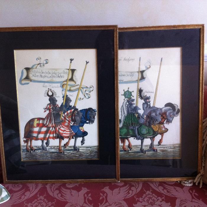 Pair history-inspired framed prints.
