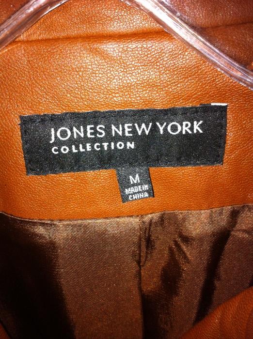 Jones New York brown leather jacket, size M.