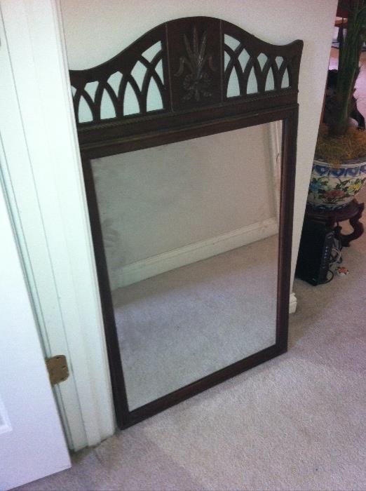Vintage framed mirror, probably originally went on dresser.