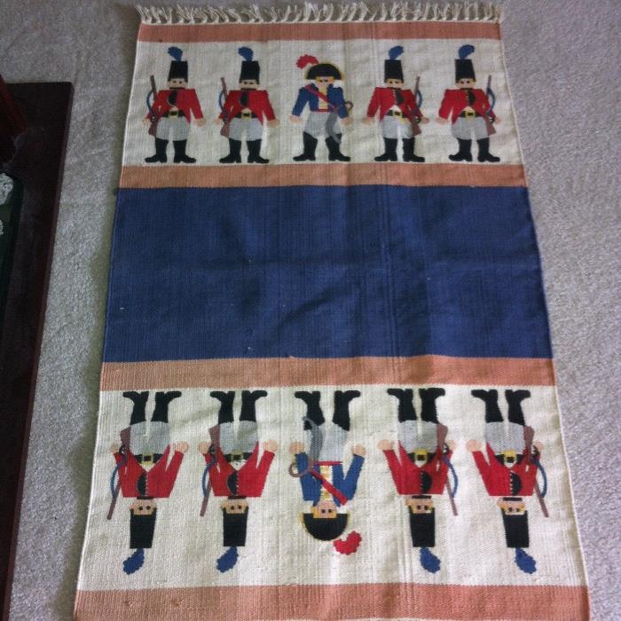 Nice bedroom rug with soldiers.
