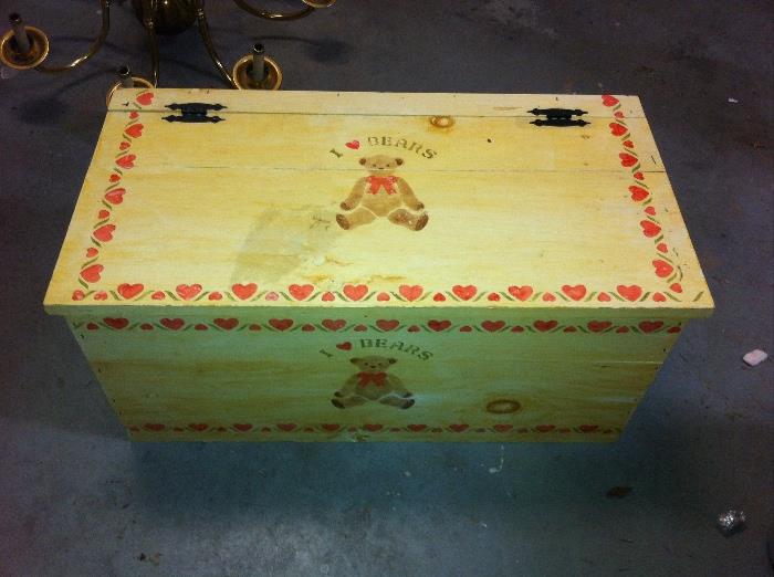 Painted "I LOVE BEARS" toy box.