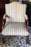 Pair of antique striped chairs (one shown)