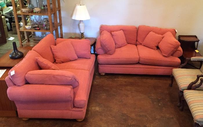 Beautiful pair of dark peach sofas (sold individually)
