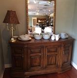 Drexel vintage buffet, lovely mirror and china