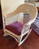 Vintage white wicker rocker