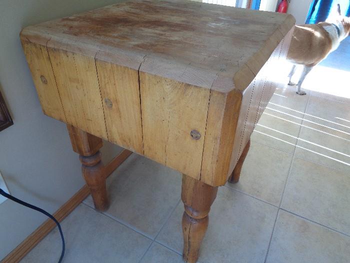 Maple Bally Butcher block -- unsure of age -- at least 50 years.  In very nice condition.