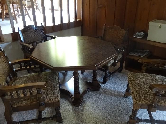 Vintage Game Table with rolling chairs