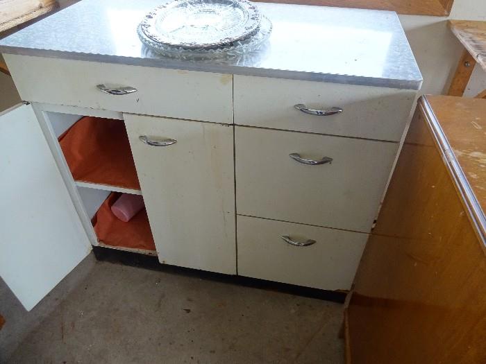 Vintage Metal Cabintet with formica top, good condition