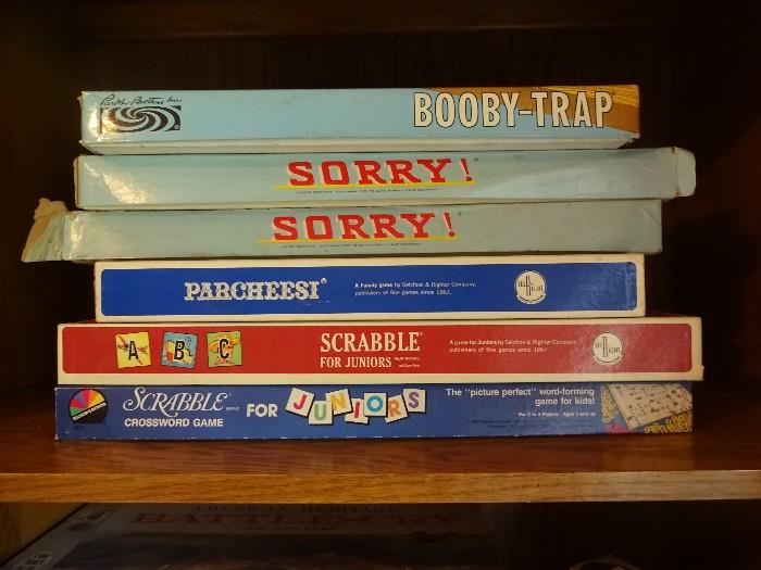Booby Trap, Sorry, Parcheesi, Scrabble