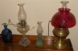 Several old lamps: Hurricane and some electrified.