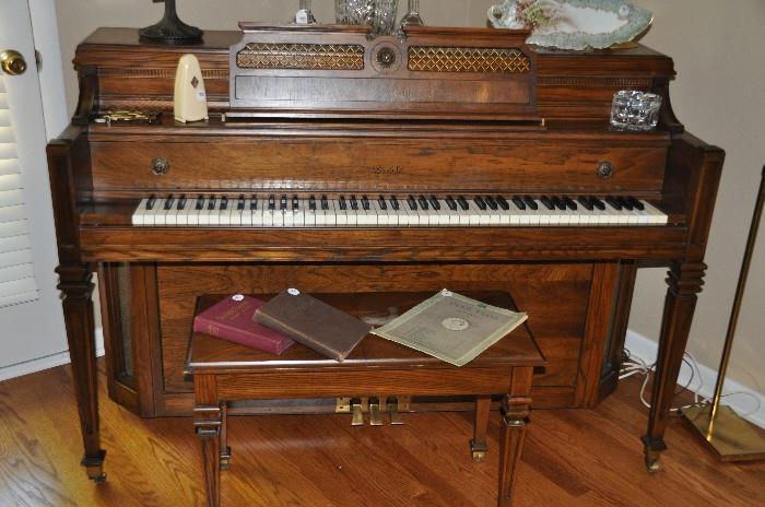 Vintage Lowrey piano with bench